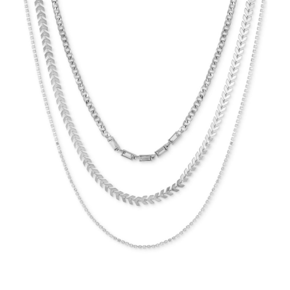 Guess Let It Sparkle 3-Pc. Silver-Tone Crystal Layered Necklaces,